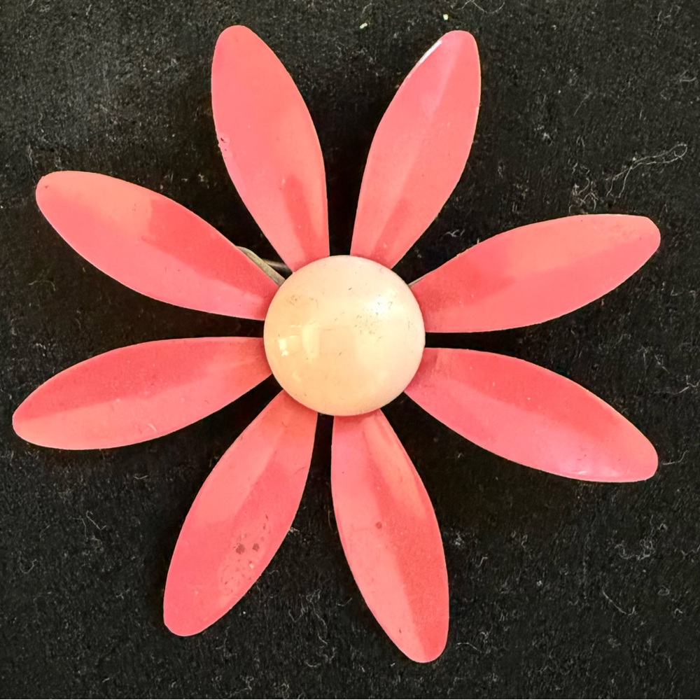 Pink Enamel Daisy Flower Power Brooch